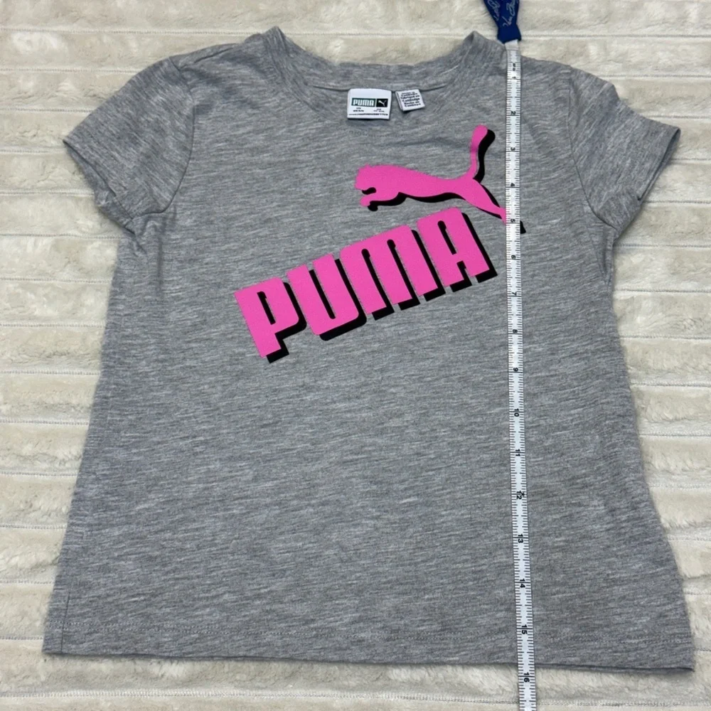 Puma: Lot of (2) Girls Short Sleeve T-Shirts, Pink & Gray Logo, Size XS (5/6)